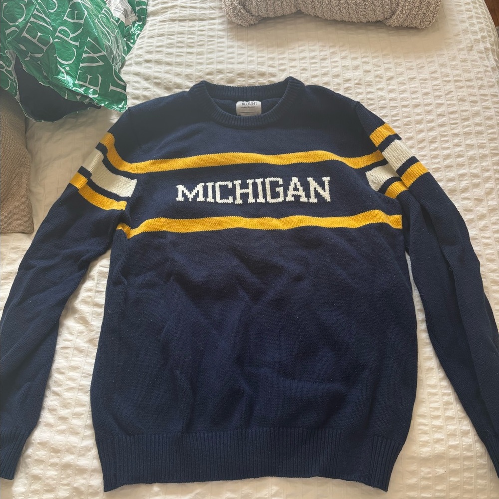 Hillflint Michigan Navy and Yellow Sweater